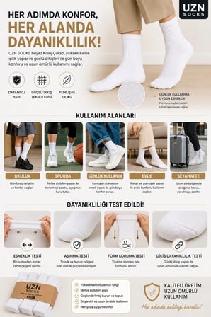 Unisex Kolej Stil Spor Çorap – 6’li Paket YÜKSEK PAMUK ORANLI