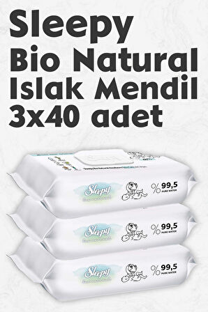 Sleepy Islak Mendil Bio Natural 3x40 Adet