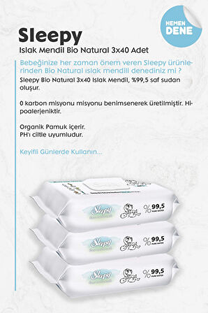 Sleepy Islak Mendil Bio Natural 3x40 Adet