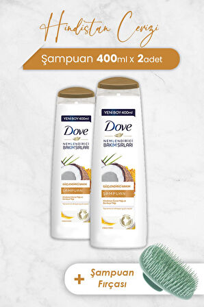 Dove Saç Bakım Şampuanı Hindistan Cevizi 400 ml x 2 Adet ve Şampuan Fırçası