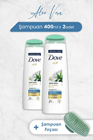 Dove Saç Bakım Şampuanı Aloe Vera 400 ml x 2 Adet ve Şampuan Fırçası