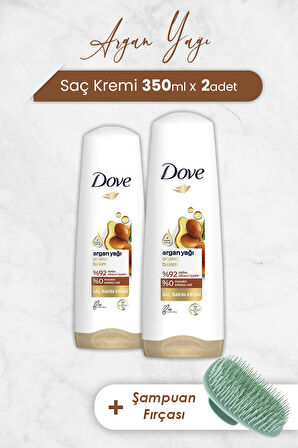 Dove Saç Kremi Onarıcı Bakım Argan Yağı 350 ml x 2 Adet ve Şampuan Fırçası