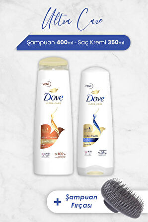 Dove Ultra Care Besleyici Bakım Şampuan, Yoğun Onarıcı Krem ve Şampuan Fırçası