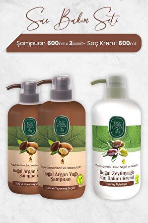 Eyüp Sabri Tuncer Argan Yağlı Şampuan 600 ml x 2 Adet ve Saç Kremi