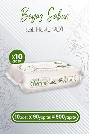 Islak Havlu Beyaz Sabun Kokulu 90' lı x 10 Adet (900 Yaprak)