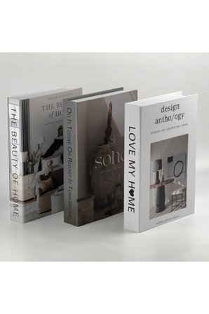 3lü Kitap Görünümlü Dekoratif Saklama Kutusu Seti, İskandinav Tarz Minimalist Tasarım Ev Dekor Set3