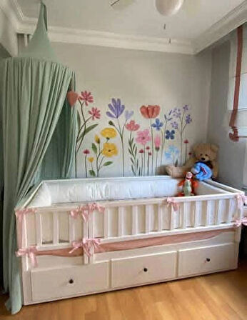 150x50 + 50x50 Divan Hemnes uyumlu mat beyaz ahşap bariyer, trabzan , korkuluk