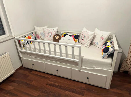 150x50 + 50x50 Divan Hemnes uyumlu mat beyaz ahşap bariyer, trabzan , korkuluk