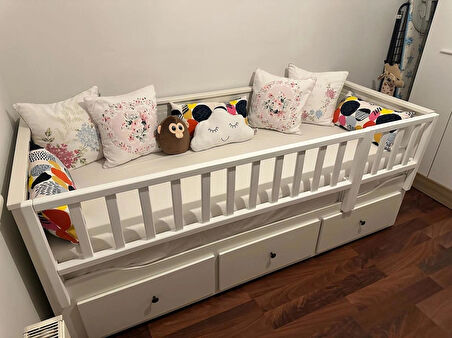 150x50 + 50x50 Divan Hemnes uyumlu mat beyaz ahşap bariyer, trabzan , korkuluk