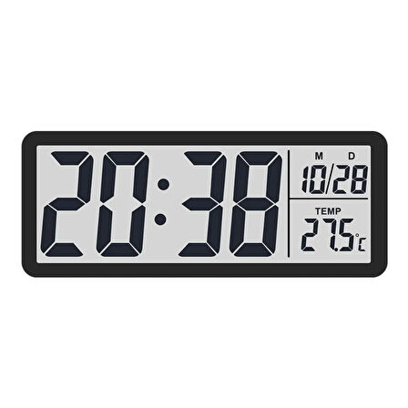 LCD Ekranlı Modern Tasarım Dijital Duvar Saati USB Pilli Zaman Tarih Sıcaklık Saat Gösterimi 20x8cm