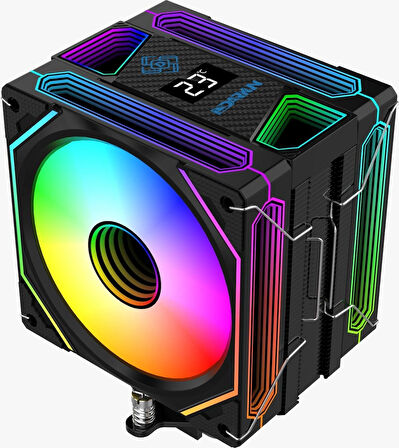 DARYUN DY-500X Isı Göstergeli Ful Argb 2x Fan 6 Bakır Borulu Kule Tipi Hava Soğutucu İşlemci Fanı