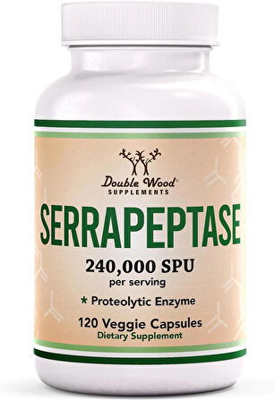 Double Wood Serrapeptase 240,000 Proteolytic Hearth Enzyme Joint Health 120 Caps