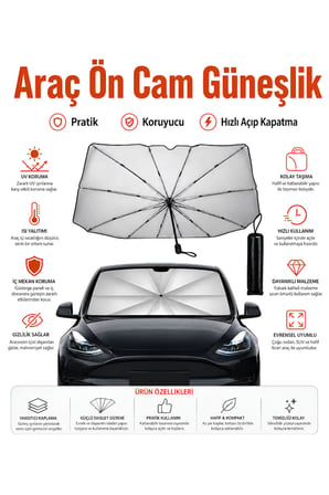 Universal Araç Ön Cam Güneşliği Şemsiye Gölgelik UV Güneş Engelleyici Isı Koruma Yansıtıcı Katlanabilir