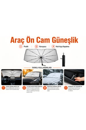 Universal Araç Ön Cam Güneşliği Şemsiye Gölgelik UV Güneş Engelleyici Isı Koruma Yansıtıcı Katlanabilir