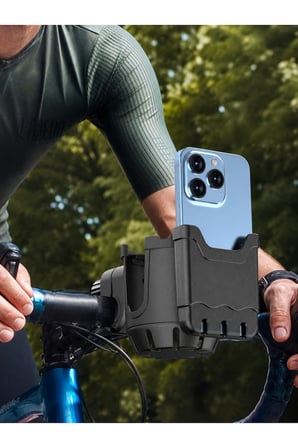 Motosiklet Telefon Tutucu ve Şişe Tutucu 2’si 1 Arada Ayarlanabilir 360° Gidon Aparatı Bisiklet Scooter Elektrikli Bisiklet Uyumlu
