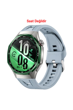 Huawei GT 7 Pro / GT 6 Pro / GT 5 Pro 46mm Uyumlu 46mm Desenli Metal Tokalı Kavisli Giriş Silikon Kordon