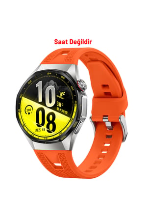 Huawei GT 7 Pro / GT 6 Pro / GT 5 Pro 46mm Uyumlu 46mm Desenli Metal Tokalı Kavisli Giriş Silikon Kordon