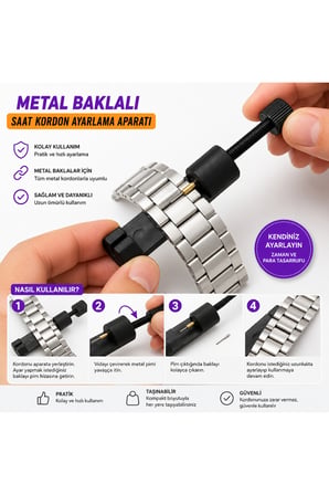Metal Saat Kordon Boyu Ayarlama Kısaltma Aparatı Metal Kordon Pim Çıkarma Bakla Sökme Aleti