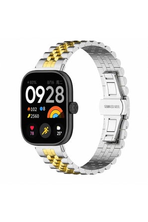 Xiaomi Redmi Watch 4 / 5 / 6 - 6 Active / 6 Lite - Smart Band 9 Pro / 8 Pro Uyumlu Paslanmaz Çelik Ayarlanabilir Kordon Kayış