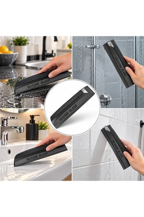 Çok Amaçlı Silikon Cam Çekçek Su Kaydırıcı Çizmez – Duşakabin, Banyo, Mutfak, Tezgah ve Pencere İçin Su Köpük Temizleyici