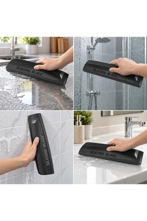 Çok Amaçlı Silikon Cam Çekçek Su Kaydırıcı Çizmez – Duşakabin, Banyo, Mutfak, Tezgah ve Pencere İçin Su Köpük Temizleyici