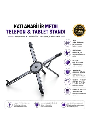 Metal Katlanabilir MagSafe Stand Laptop Tablet Telefon Tutucu Selfie Çubuğu 360° Döner Ayarlanabilir Taşınabilir Stand