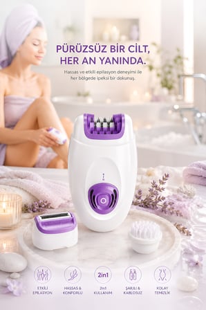 Şarjlı Epilatör Tüm Vücut İçin Acısız Hassas Hızlı Pratik Kıl Tüy Alma Epilasyon Cihazı