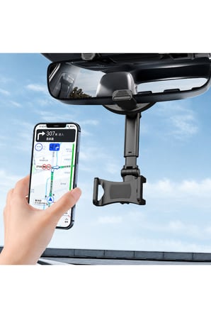 Dikiz Aynası Telefon Tutucu 4.7 - 6.9 inç 360° Dönebilen Teleskopik Ayarlanabilir Araç İçi Telefon Standı Universal Güçlü Sabitlenebilir Cep Telefonu Tutacağı