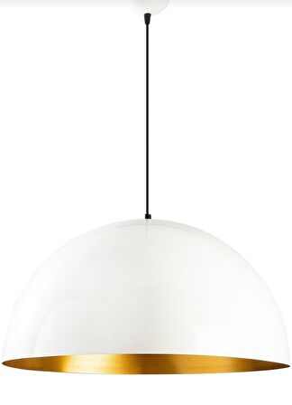 Dylight Retro Metal Dekotatif Beyaz İçi Gold Dekoratif Tekli Saklıt Avize Çap:40 cm