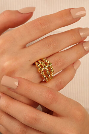 Dorika Top 3 Sıra Altın Yüzük dy3001