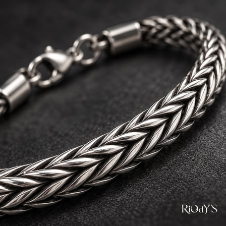 RiOdY'S Argos Erkek Bileklik Gümüş Renk Örgü Zincir Çelik Kancalı Kilit