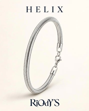 RiOdY'S Helix Erkek Bileklik 6 mm Çelik Spiral Zincir Kancalı Kilit