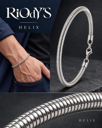 RiOdY'S Helix Erkek Bileklik 6 mm Çelik Spiral Zincir Kancalı Kilit