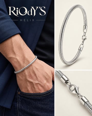 RiOdY'S Helix Erkek Bileklik 6 mm Çelik Spiral Zincir Kancalı Kilit