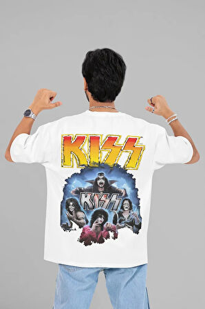 Kiss Rock Metal Müzik Grubu Baskılı Unisex Oversize Tasarım tişört