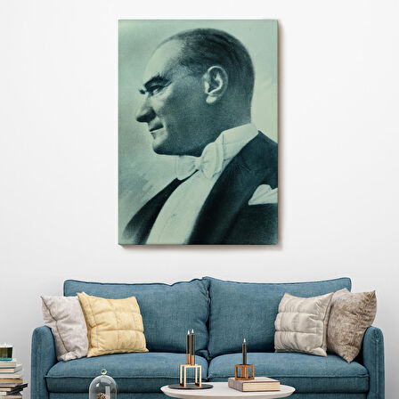 Atatürk Portre Tablosu Mustafa Kemal Atatürk Dikdörtgen Dekoratif Kanvas Tablo-DI-86