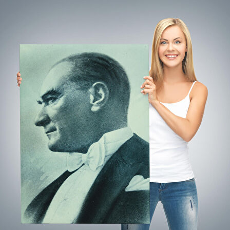 Atatürk Portre Tablosu Mustafa Kemal Atatürk Dikdörtgen Dekoratif Kanvas Tablo-DI-86