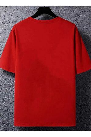 dikey baskılı o yaka oversize unisex basic t-şhirt