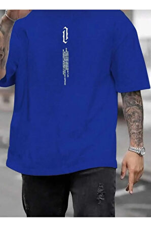 dikey baskılı o yaka oversize unisex basic t-şhirt