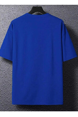 dikey baskılı o yaka oversize unisex basic t-şhirt