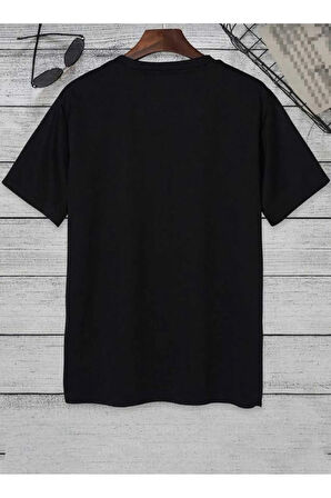 dikey baskılı o yaka oversize unisex basic t-şhirt