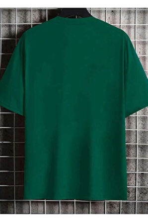 dikey baskılı o yaka oversize unisex basic t-şhirt