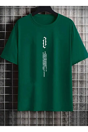 dikey baskılı o yaka oversize unisex basic t-şhirt