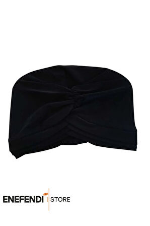 Üç Bantlı Dış Bone | Siyah Hijab • Tesettür Giyim İçin Şık • Modern • Pratik ve Konforlu Kullanım