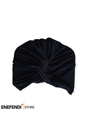 Düğümlü Dış Bone Siyah | Hazır Bağlı Sosyete Yarım Şal Modeli | Tesettür Rahat ve Şık Bone