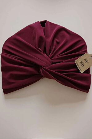 Düğümlü Dış Bone Bordo | Hazır Bağlı Sosyete Yarım Şal Modeli | Tesettür Rahat ve Şık Bone