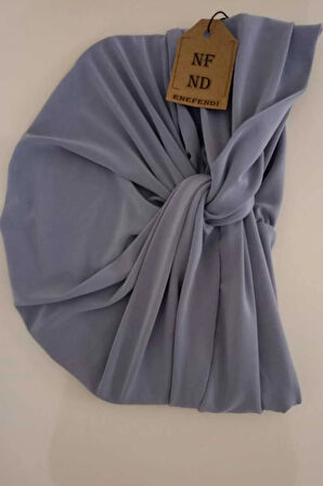 Düğümlü Dış Bone Gri | Hazır Bağlı Sosyete Yarım Şal Modeli | Tesettür Rahat ve Şık Bone