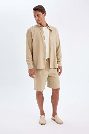 DeFacto Relax Fit Keten Karışımlı Bermuda Şort C1125AX24SMBG732