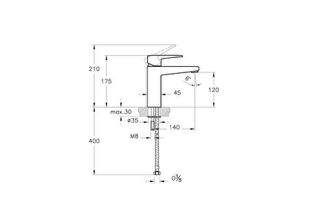 Artema Root Square A4273126 Yüksek Lavabo Bataryası, Bakır