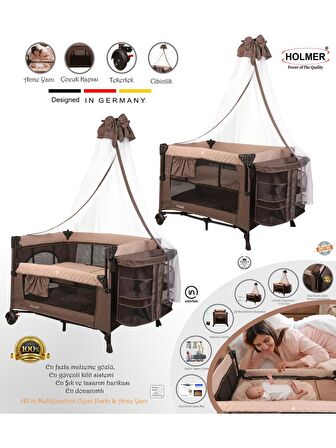  Holmer Maxi Comfort Coolstyle (Anne Yanı) Cibinlikli Deluxe Oyun Parkı/Anne Yanı 70x110cm 